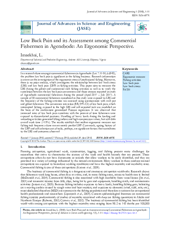 (PDF) Low Back Pain and its Assessment among Commercial Fishermen in ...