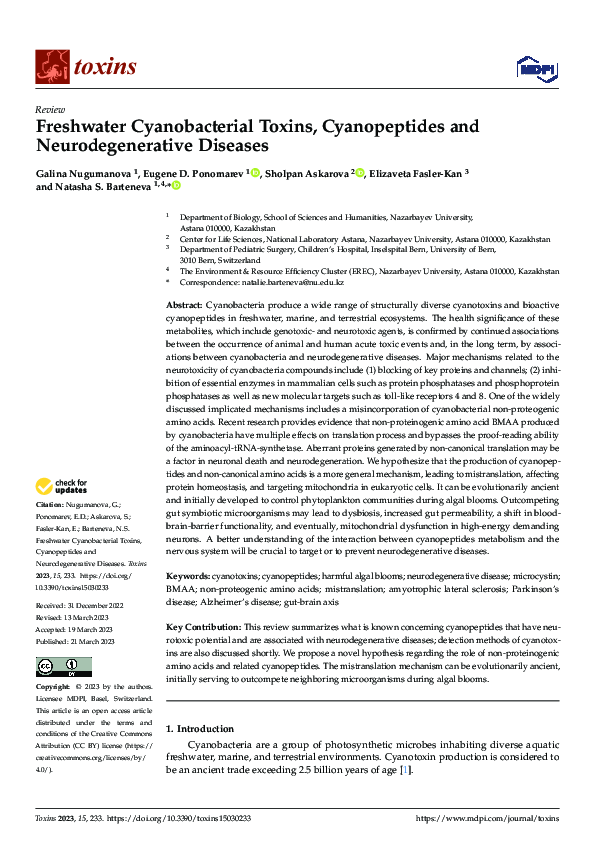 (PDF) Freshwater Cyanobacterial Toxins, Cyanopeptides and ...