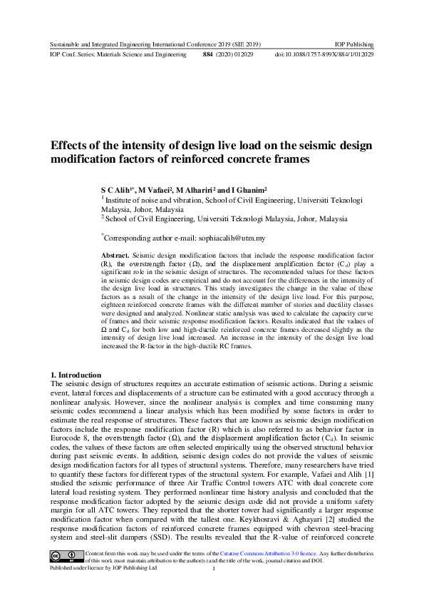 (PDF) Effects of the intensity of design live load on the seismic ...