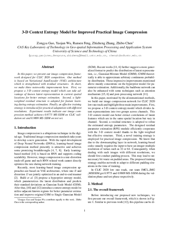 (PDF) 3-D Context Entropy Model for Improved Practical Image Compression