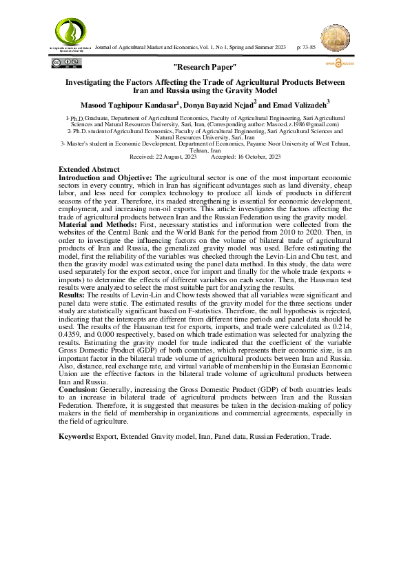 (PDF) Investigating the Factors Affecting the Trade of Agricultural ...