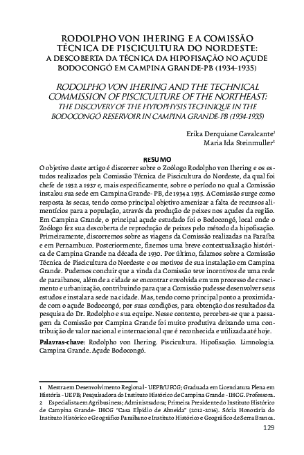 (PDF) Rodolpho Von Ihering e a Comissão Técnica De Piscicultura Do ...