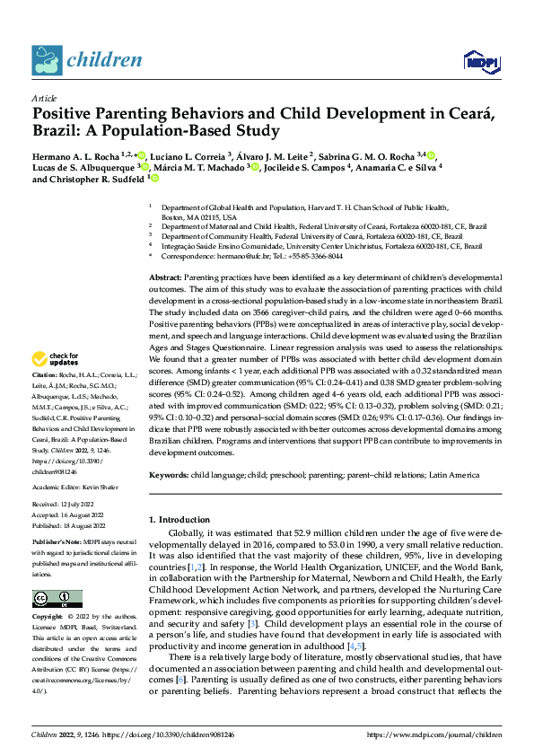 (PDF) Positive Parenting Behaviors and Child Development in Ceará ...