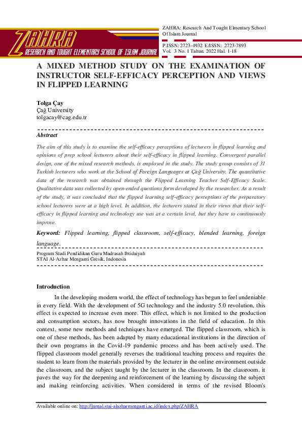 (PDF) A Mixed Method Study On The Examination Of Instructor Self ...