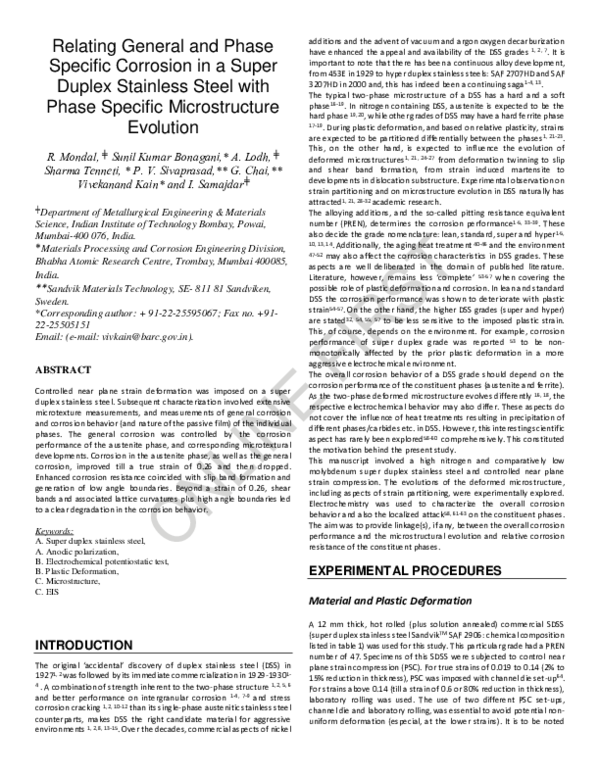 (PDF) Relating General and Phase Specific Corrosion in a Super Duplex ...