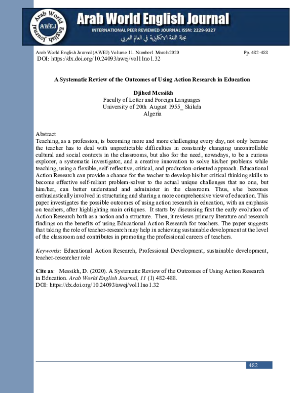 (PDF) A Systematic Review of the Outcomes of Using Action Research in ...