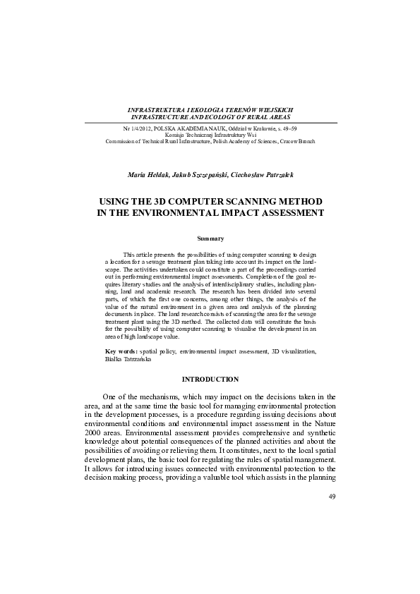 (PDF) Using the 3D computer scanning method in the environmental impact ...