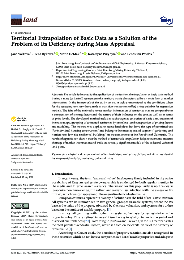 (PDF) Territorial Extrapolation of Basic Data as a Solution of the ...