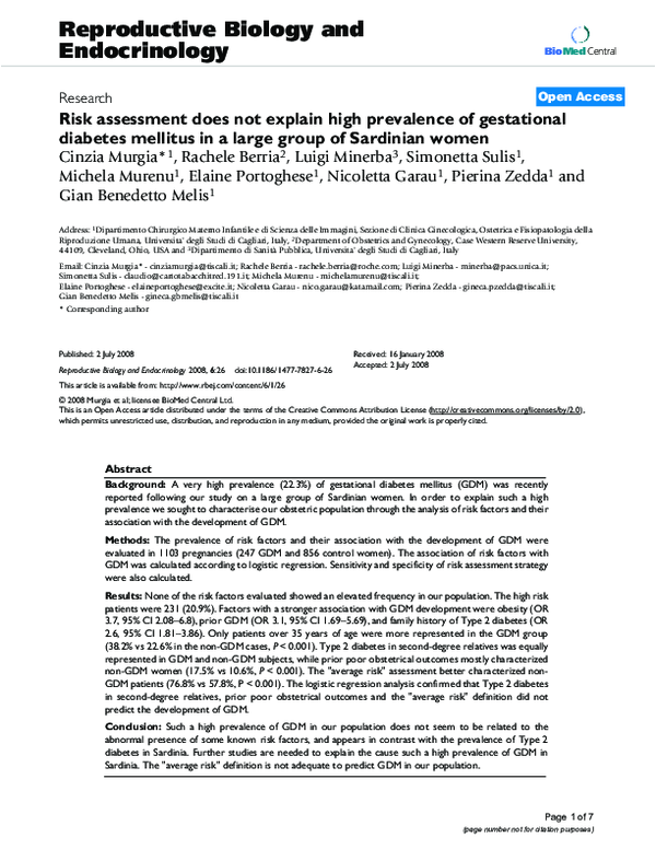 (PDF) Risk assessment does not explain high prevalence of gestational ...