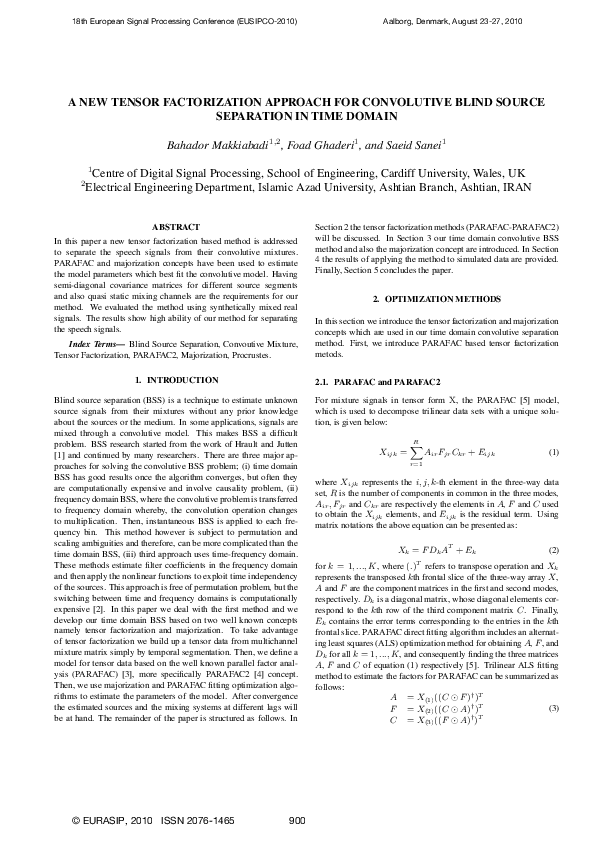 (PDF) A New Tensor Factorization Approach For Convolutive Blind Source ...