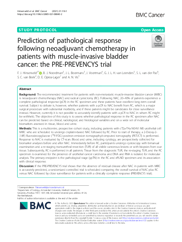 (PDF) Prediction of pathological response following neoadjuvant ...