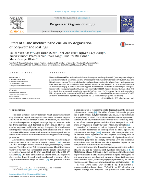(PDF) Effect of silane modified nano ZnO on UV degradation of ...