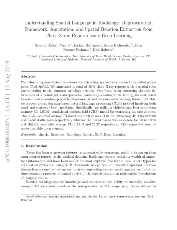 (PDF) Understanding Spatial Language in Radiology: Representation ...