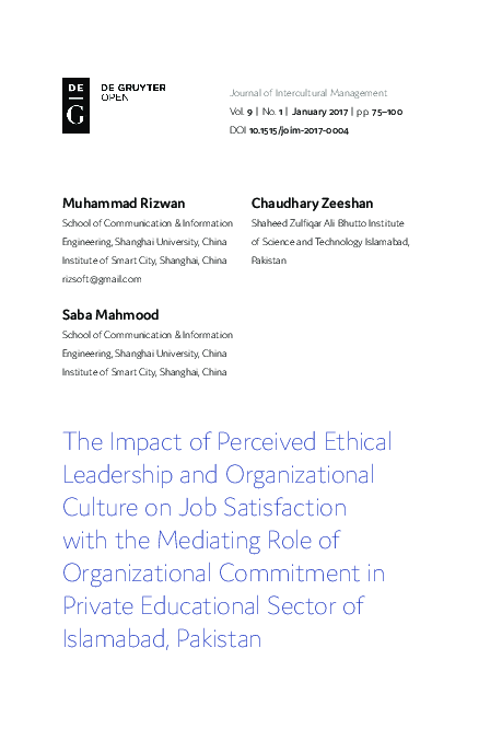 (PDF) The Impact of Perceived Ethical Leadership and Organizational ...