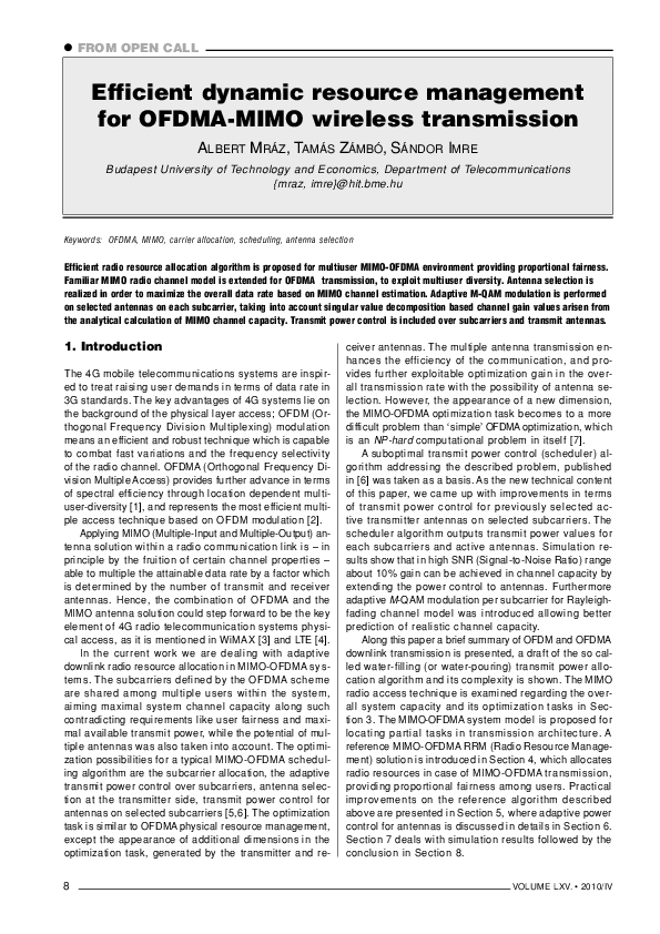 (PDF) Efficient dynamic resource management for OFDMA-MIMO wireless ...