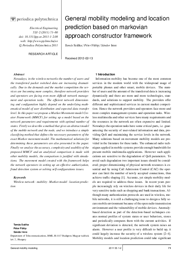 (PDF) General mobility modeling and location prediction based on ...