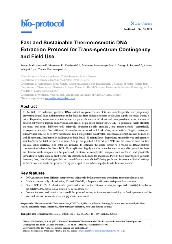 (PDF) Fast and Sustainable Thermo-osmotic DNA Extraction Protocol for ...