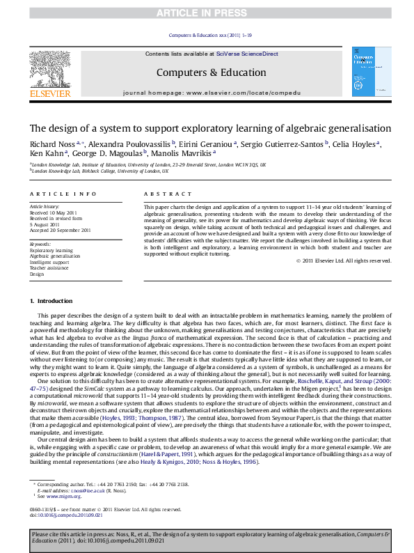 (PDF) The design of a system to support exploratory learning of ...
