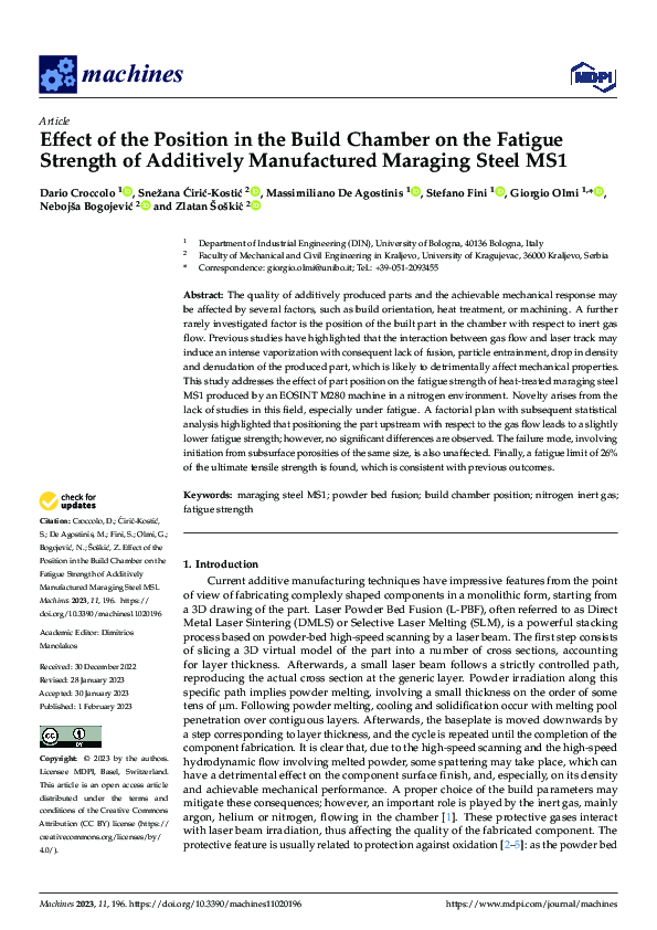 (PDF) Effect of the Position in the Build Chamber on the Fatigue ...