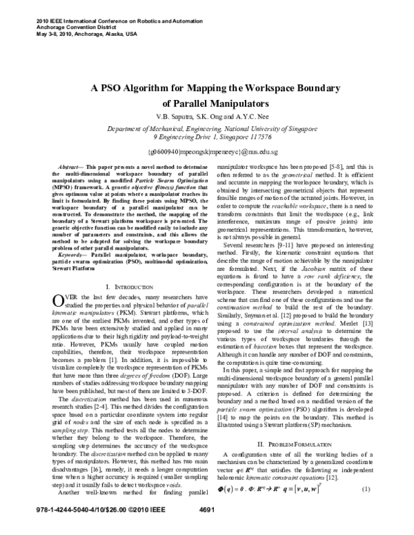 (PDF) A PSO algorithm for mapping the workspace boundary of parallel ...