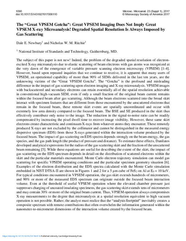 (PDF) The “Great VPSEM Gotcha”: Great VPSEM Imaging Does Not Imply ...