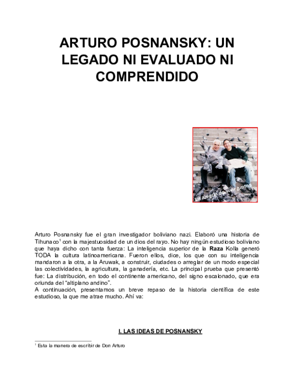 (DOC) ARTURO POSNANSKY: UN LEGADO NI EVALUADO NI COMPRENDIDO