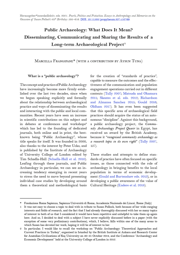 (PDF) Public Archaeology What Does It Mean? Marcella Frangipane