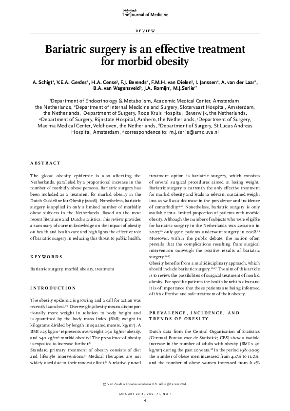 (PDF) Bariatric surgery is an effective treatment for morbid obesity