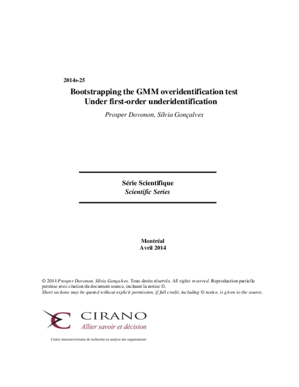 (PDF) Bootstrapping the GMM overidentification test under first-order ...