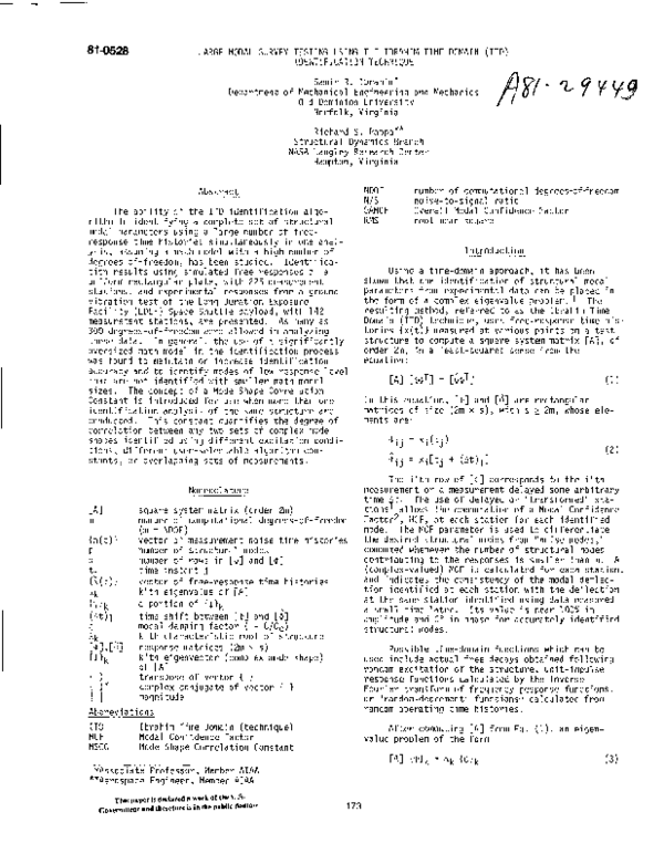 (PDF) Large modal survey testing using the Ibrahim time domain /ITD ...