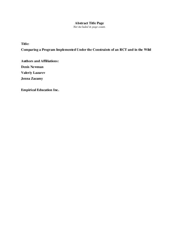 (PDF) Comparing a Program Implemented under the Constraints of an RCT ...