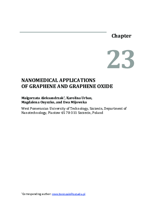 (PDF) Nanomedical applications of graphene and graphene oxide