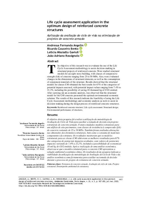 (PDF) Life cycle assessment application in the optimum design of ...