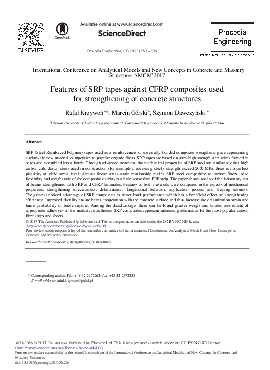 (PDF) Features of SRP Tapes against CFRP Composites Used for ...