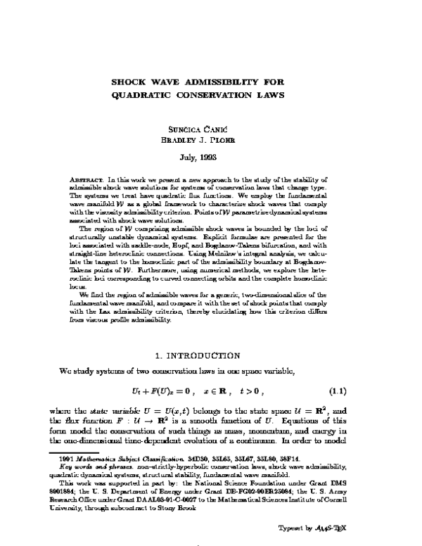 Shock Wave Admissibility for Quadratic Conservation Laws