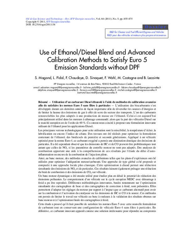 (PDF) Use of Ethanol/Diesel Blend and Advanced Calibration Methods to ...