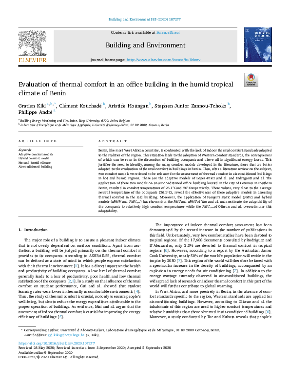 (PDF) Evaluation of thermal comfort in an office building in the humid ...