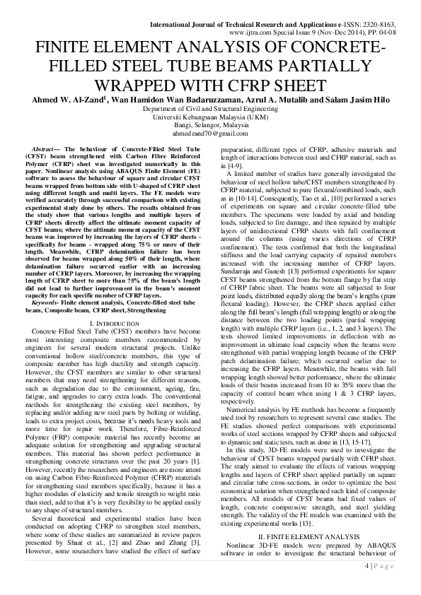 (PDF) Finite Element Analysis of Concrete- Filled Steel Tube Beams ...