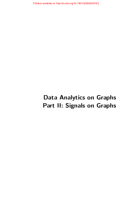 (PDF) Data Analytics on Graphs Part II: Signals on Graphs