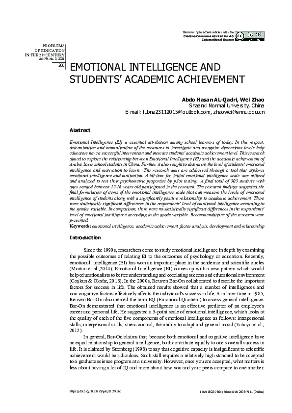 (PDF) Emotional Intelligence and Students’ Academic Achievement