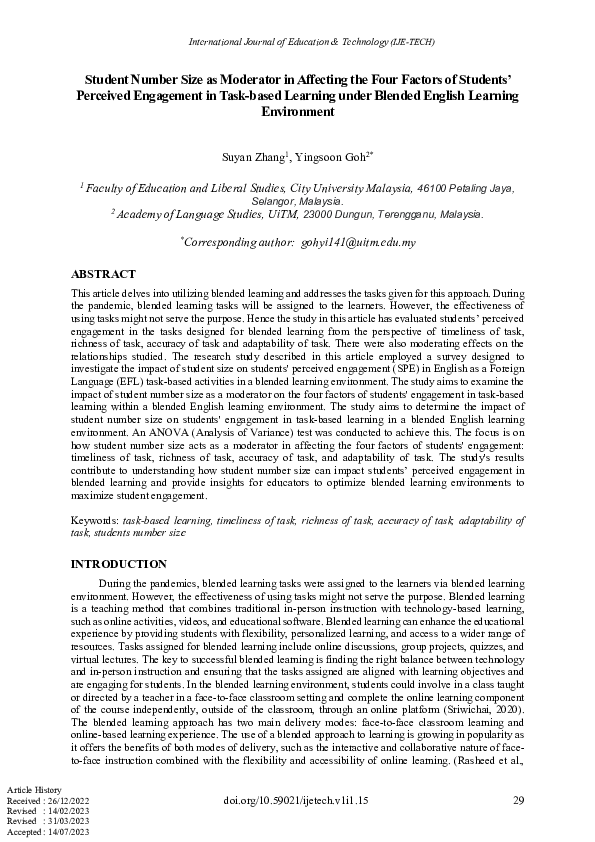 (PDF) Student Number Size as Moderator in Affecting the Four Factors of ...