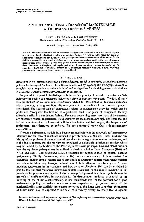 A model of optimal transport maintenance with demand responsiveness