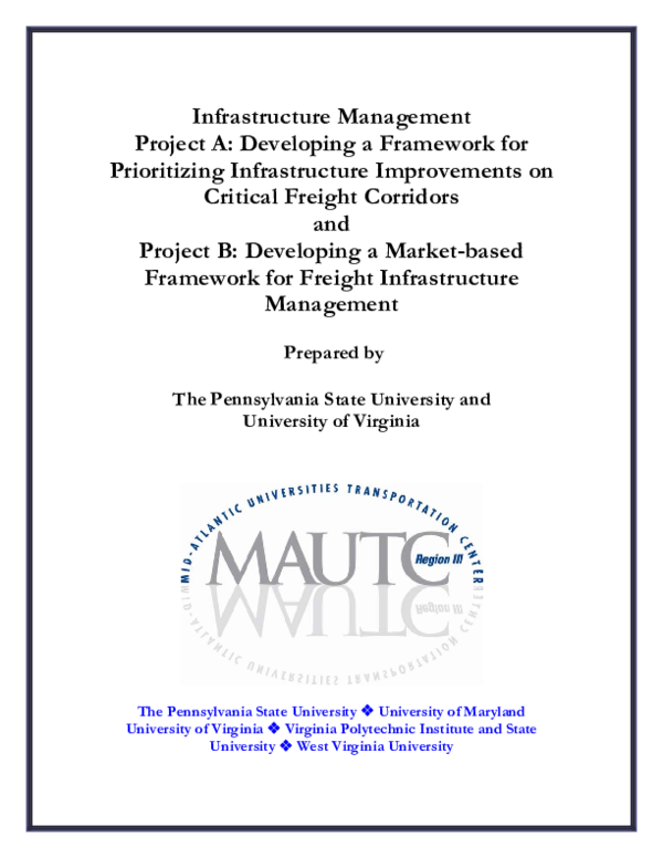 (PDF) Infrastructure Management: Project A: Developing a framework for ...