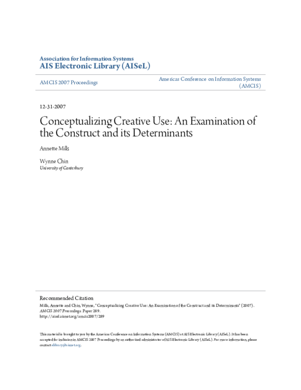 (PDF) Conceptualising Creative Use: An Examination of the Construct and ...