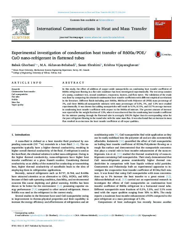 (PDF) Experimental Investigation of Condensation Heat Transfer in ...