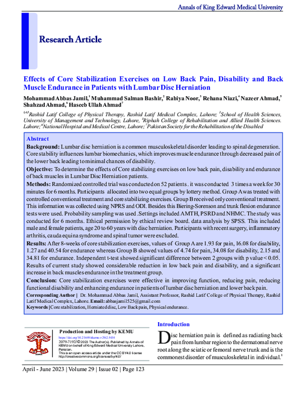 (PDF) Effects of Core Stabilization Exercises on Low Back Pain ...