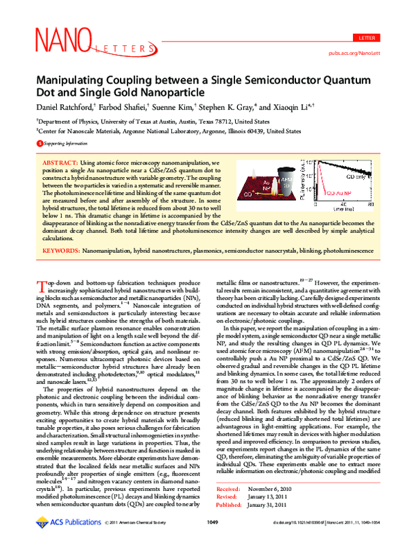 (PDF) Manipulating Coupling between a Single Semiconductor Quantum Dot ...