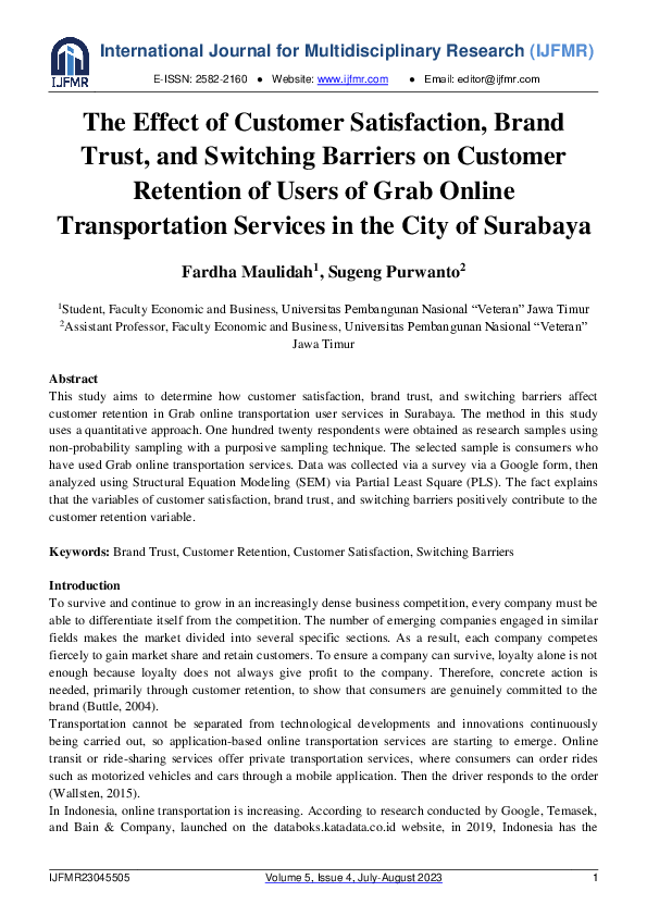(PDF) The Effect of Customer Satisfaction, Brand Trust, and Switching ...