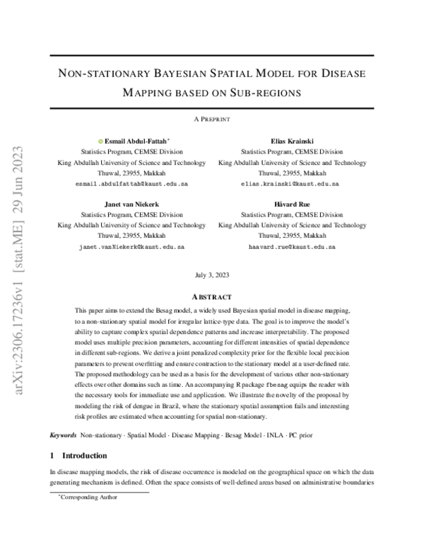 (PDF) Non-stationary Bayesian Spatial Model for Disease Mapping based ...
