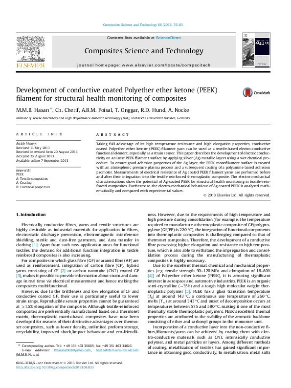 (PDF) Development of conductive coated Polyether ether ketone (PEEK ...